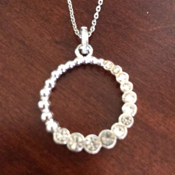 Jewelry - 16” Avon silver and zirconia jeweled necklace